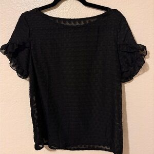 SHEIN Elegant Black Sheer Polka Dot Blouse